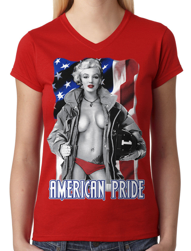 American Pride Marilyn Monroe Junior Ladies V-neck T-shirt