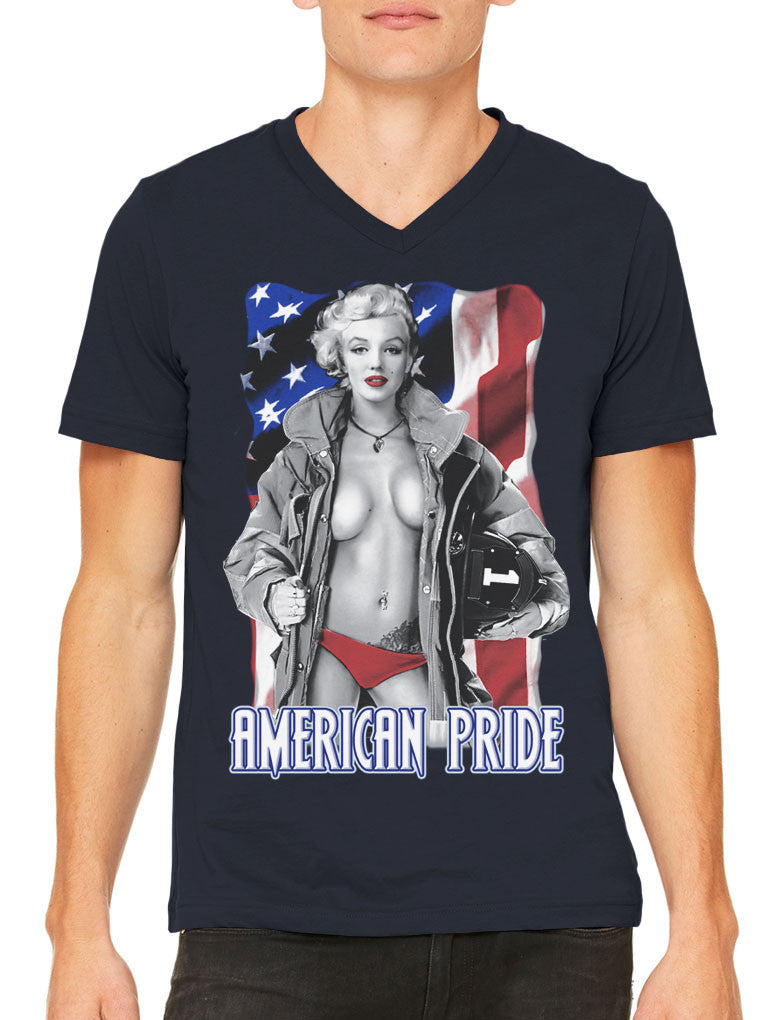 American Pride Marilyn Monroe Men's V-neck T-shirt