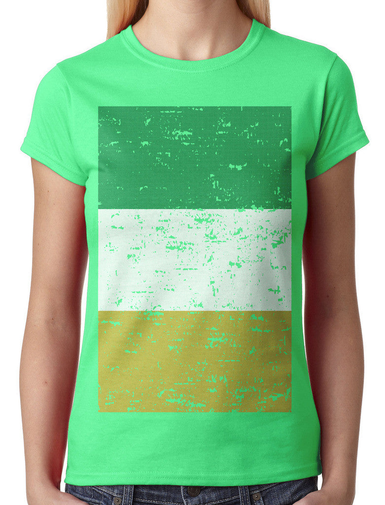 Big Faded Ireland Flag Junior Ladies T-shirt