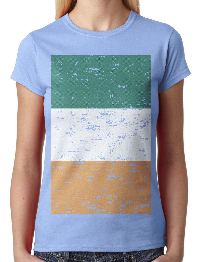 Big Faded Ireland Flag Junior Ladies T-shirt