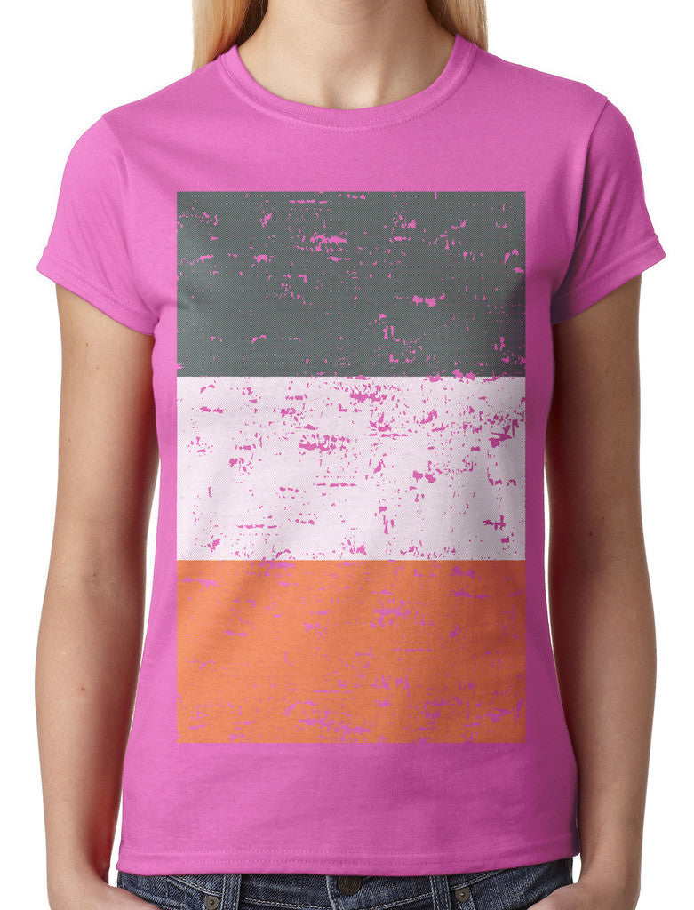 Big Faded Ireland Flag Junior Ladies T-shirt