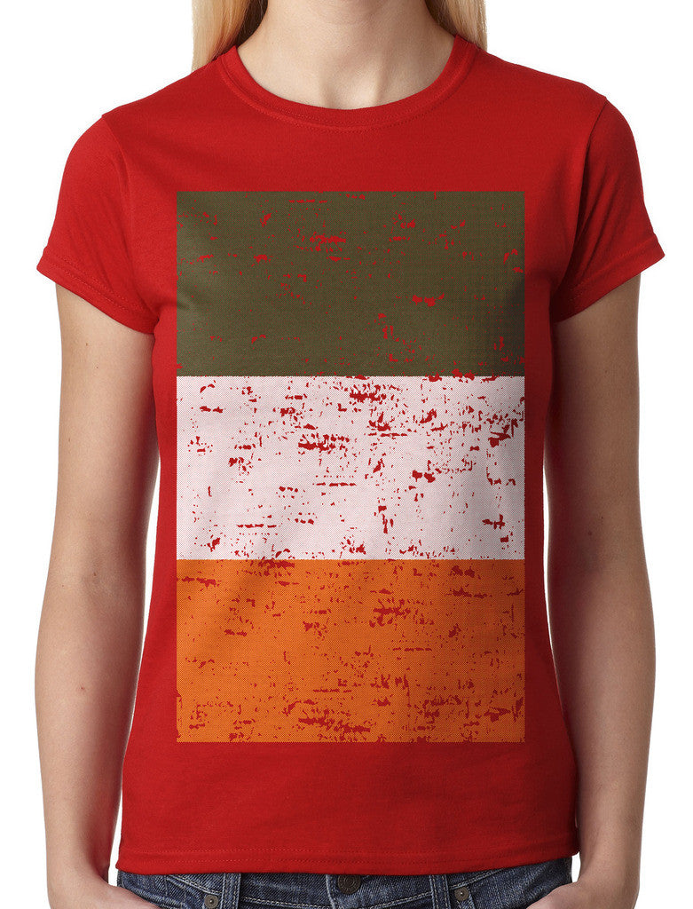 Big Faded Ireland Flag Junior Ladies T-shirt