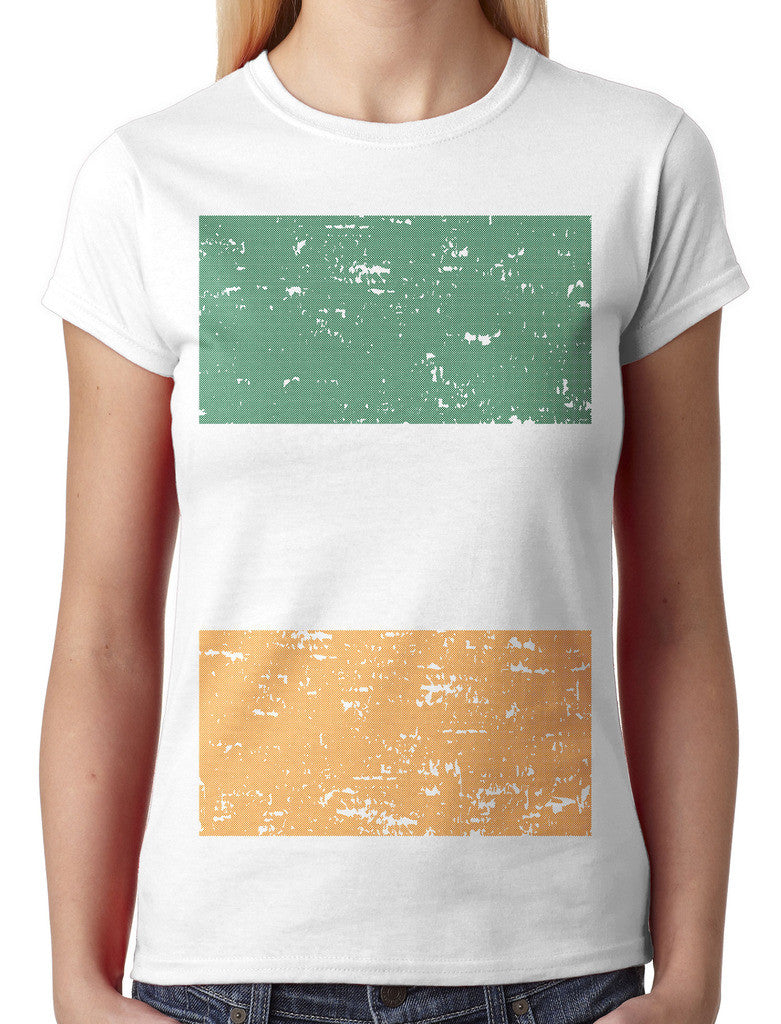 Big Faded Ireland Flag Junior Ladies T-shirt