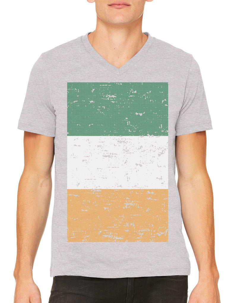 Big Faded Ireland Flag Men's V-neck T-shirt