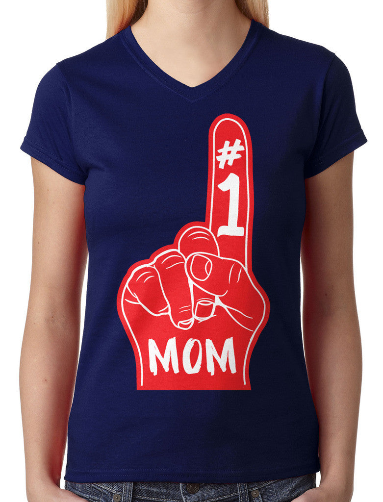 Number 1 Mom Junior Ladies V-neck T-shirt