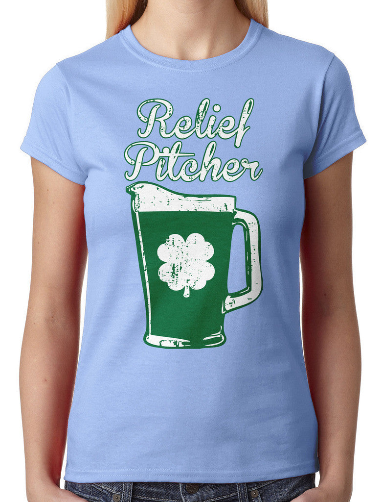 Green Beer Clover Relief Pitcher Junior Ladies T-shirt