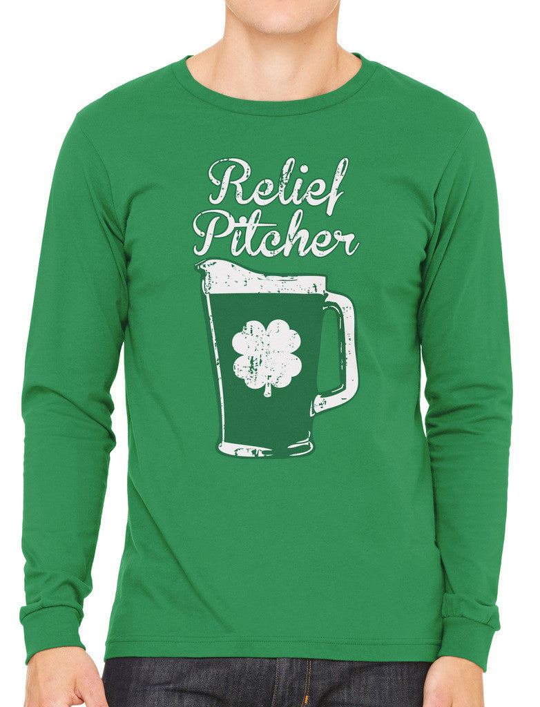 Green Beer Clover Relief Pitcher Men's Long Sleeve T-shirt