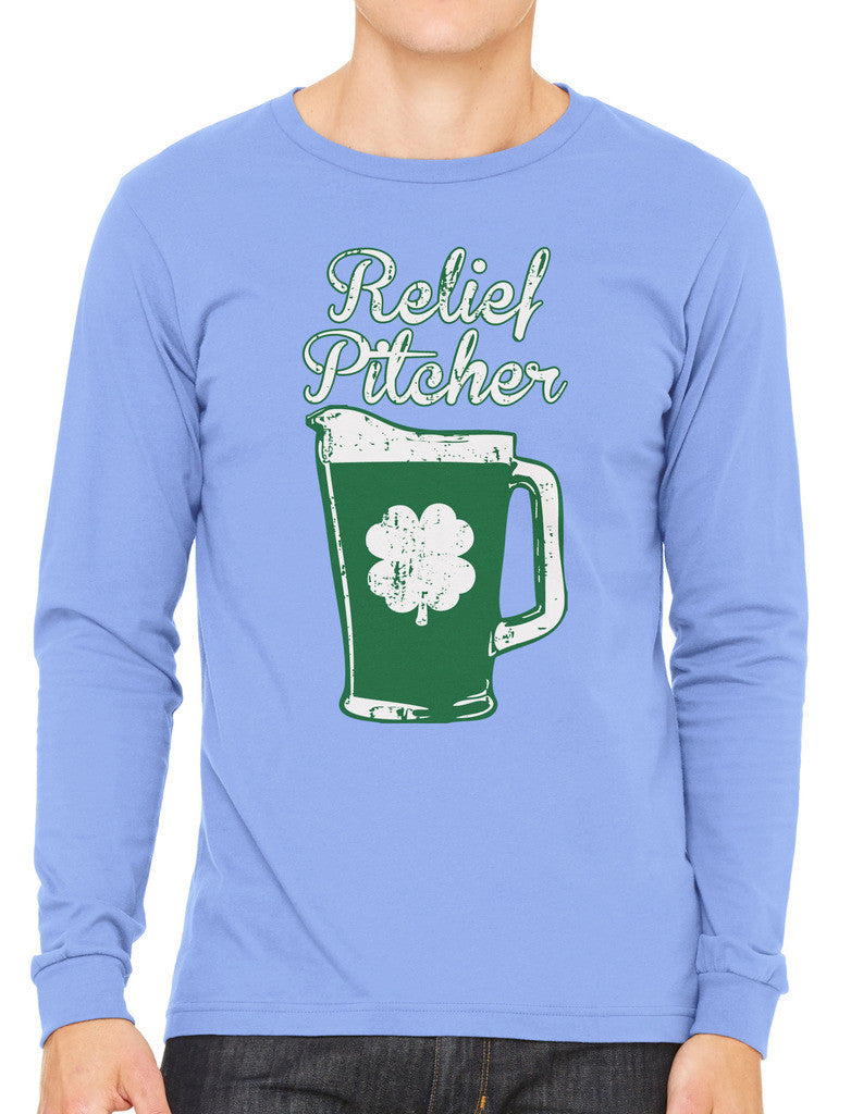 Green Beer Clover Relief Pitcher Men's Long Sleeve T-shirt