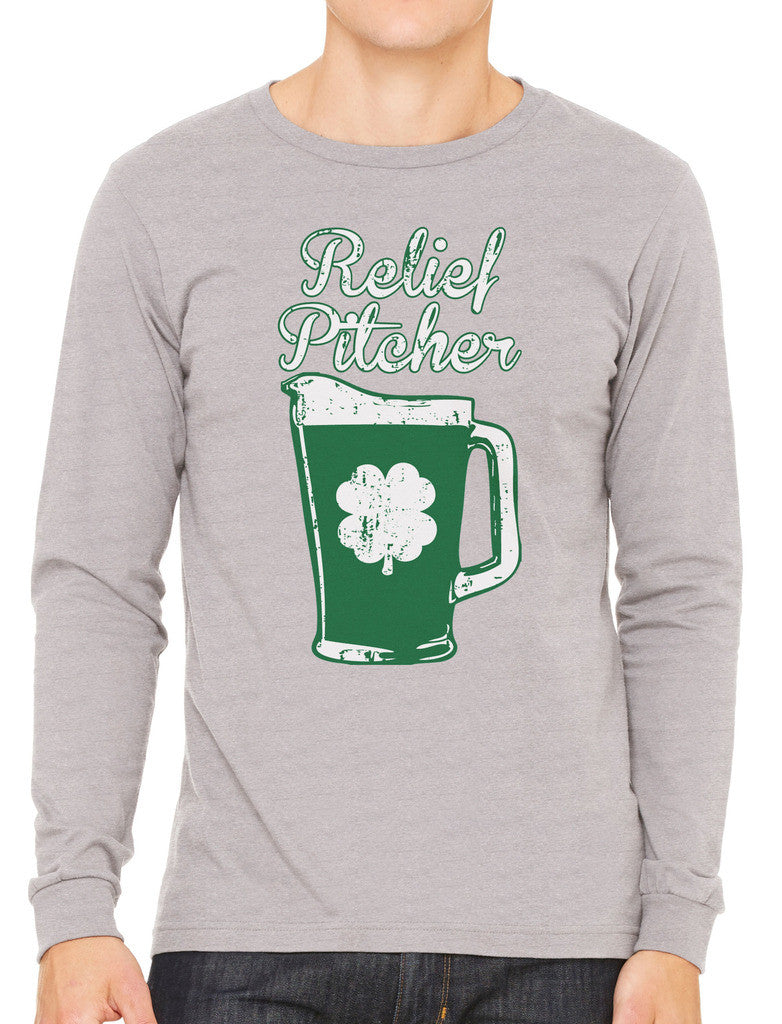 Green Beer Clover Relief Pitcher Men's Long Sleeve T-shirt