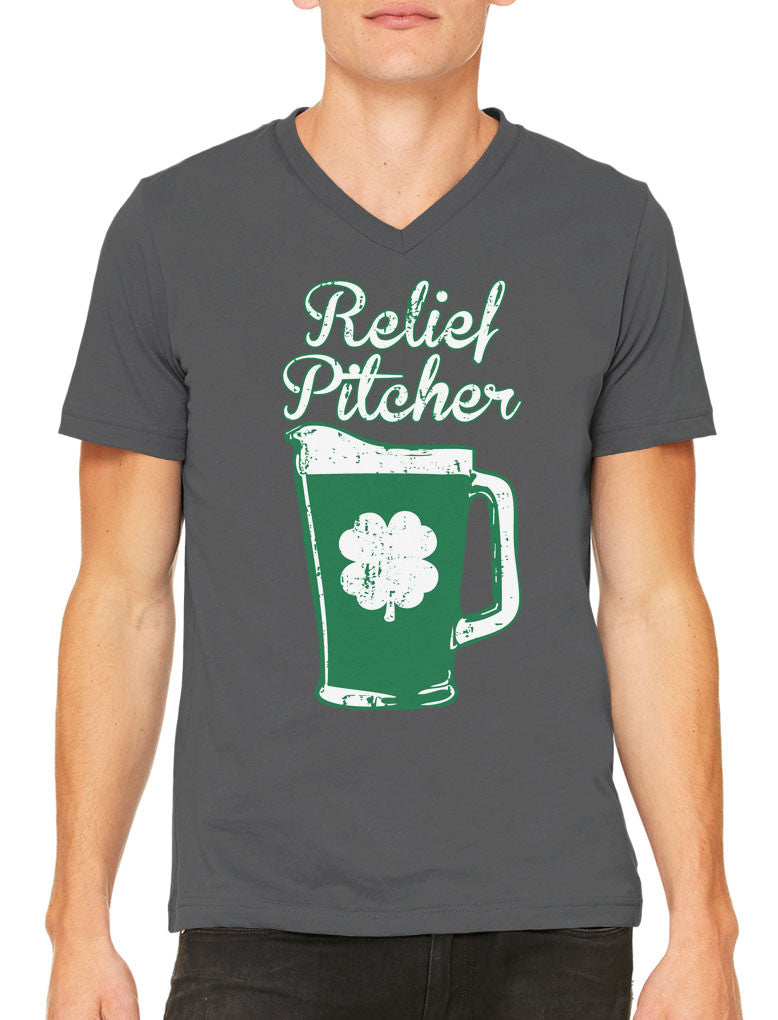 Green Beer Clover Relief Pitcher Men's V-neck T-shirt