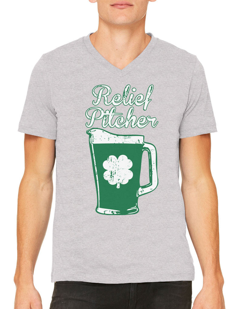 Green Beer Clover Relief Pitcher Men's V-neck T-shirt