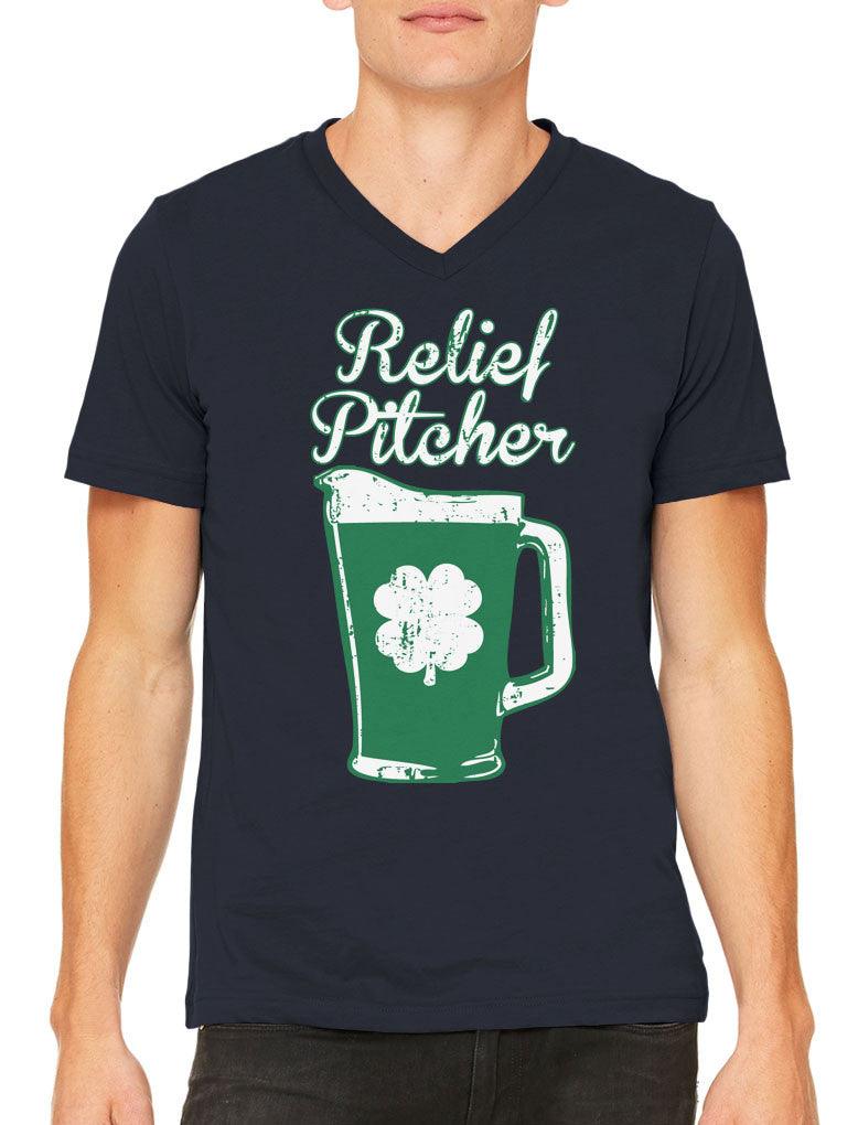 Green Beer Clover Relief Pitcher Men's V-neck T-shirt