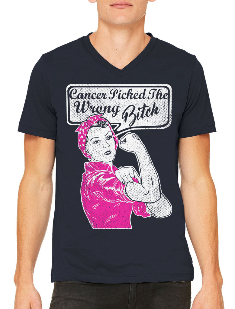 Cancer Picked The Wrong Bitch Men's V-neck T-shirt