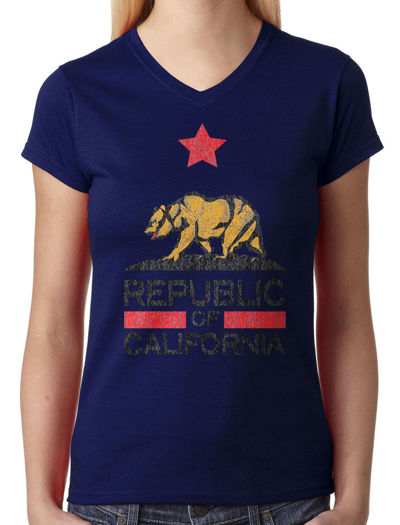 Republic Of California Junior Ladies V-neck T-shirt