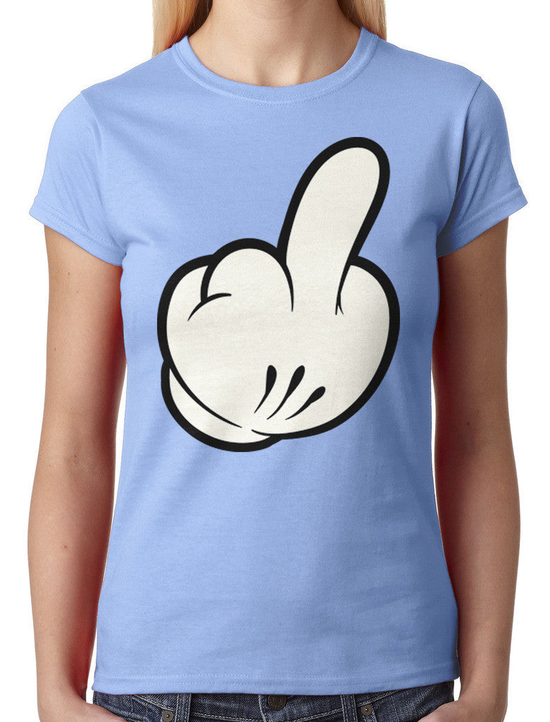 Cartoon Glove Middle Finger Junior Ladies T-shirt