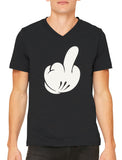 Cartoon Glove Middle Finger Men's V-neck T-shirt