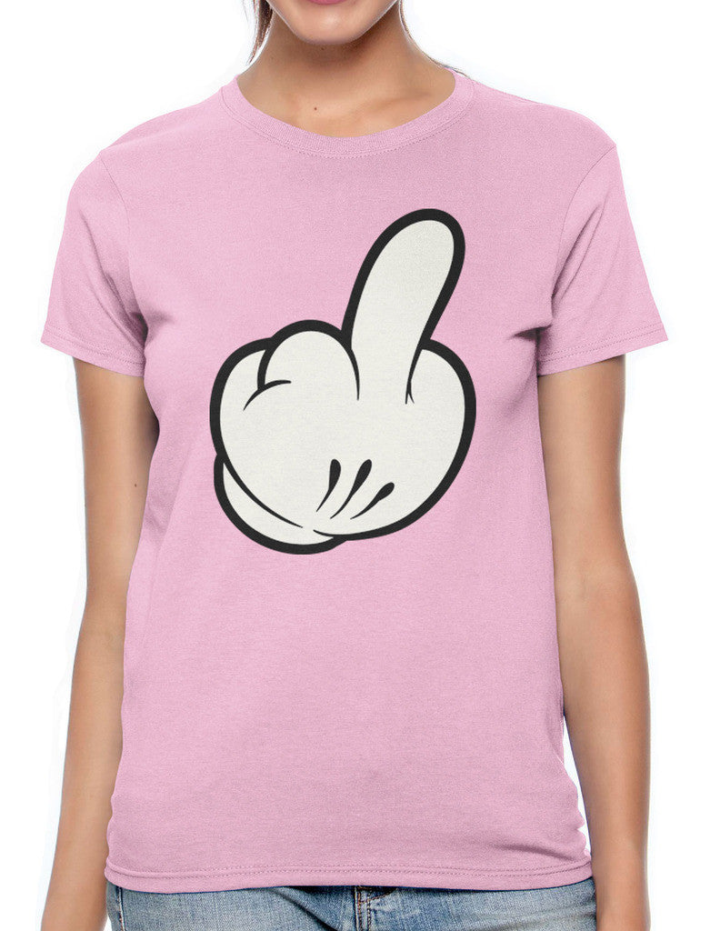 Cartoon Glove Middle Finger Women's T-shirt