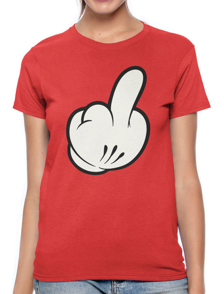 Cartoon Glove Middle Finger Women's T-shirt