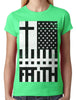 Faith Cross American Flag Junior Ladies T-shirt