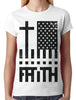 Faith Cross American Flag Junior Ladies T-shirt