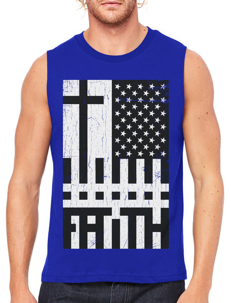 Faith Cross American Flag Men's Sleeveless T-Shirt
