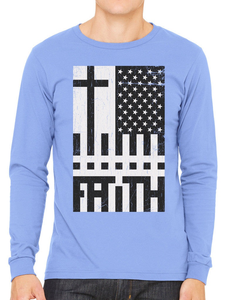 Faith Cross American Flag Men's Long Sleeve T-shirt