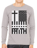 Faith Cross American Flag Men's Long Sleeve T-shirt