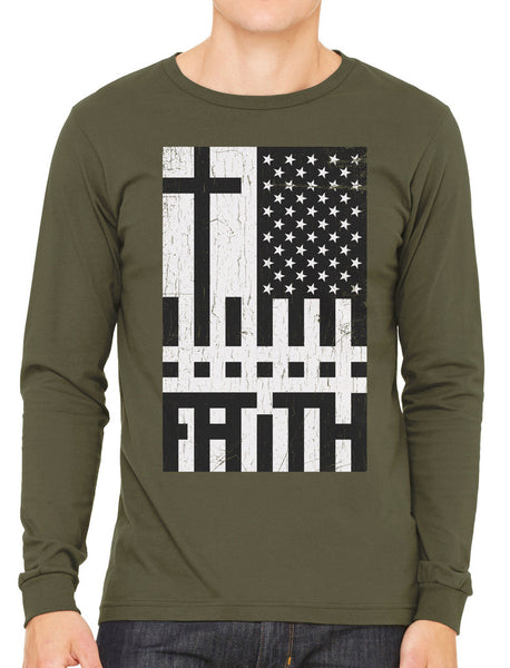 Faith Cross American Flag Men's Long Sleeve T-shirt