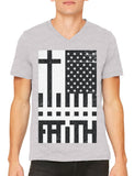 Faith Cross American Flag Men's V-neck T-shirt