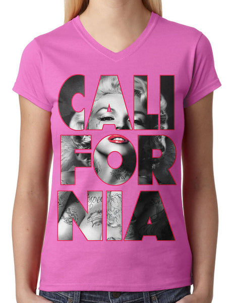 Marilyn Monroe Cali For Nia California Junior Ladies V-neck T-shirt
