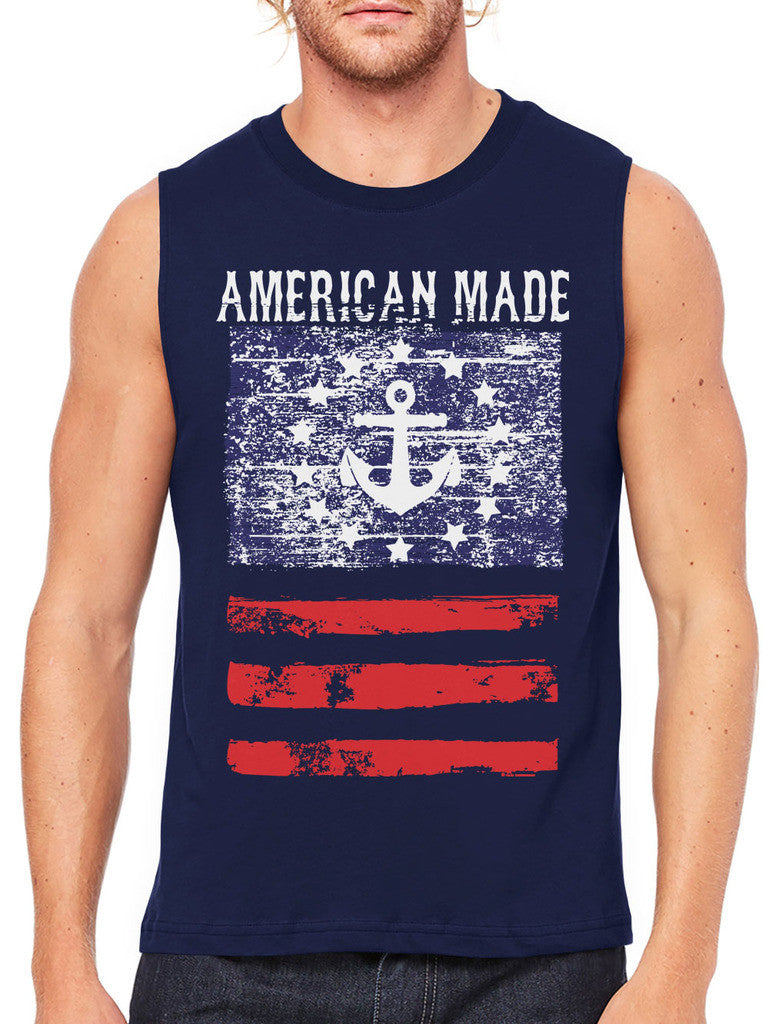 American Made Faded Anchor Flag Men's Sleeveless T-Shirt