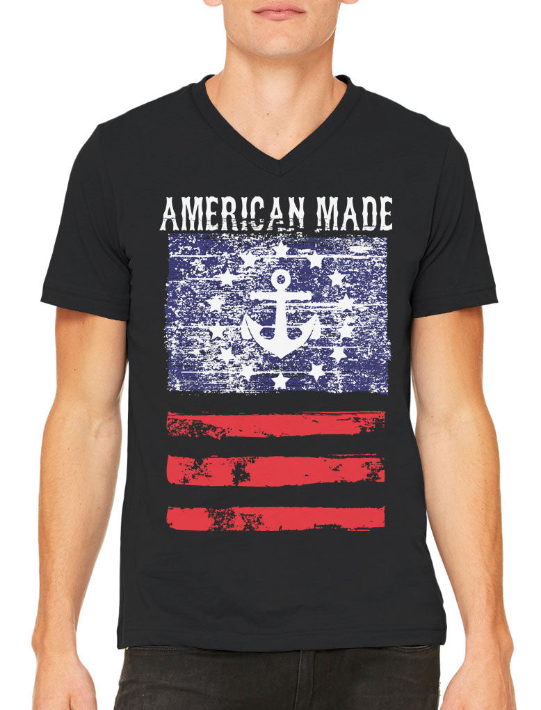 American Made Faded Anchor Flag Men's V-neck T-shirt