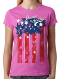 Faded American Heritage Flag Junior Ladies T-shirt