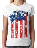 Faded American Heritage Flag Junior Ladies T-shirt