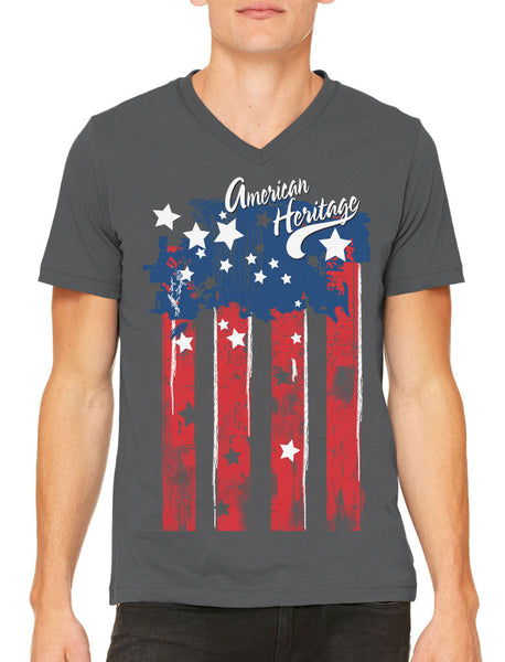 Faded American Heritage Flag Men's V-neck T-shirt
