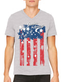 Faded American Heritage Flag Men's V-neck T-shirt