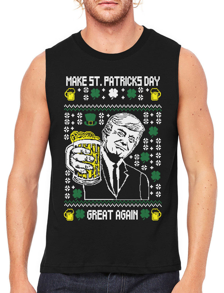 Digital Trump Make St Patricks Day Great Again Men's Sleeveless T-Shirt