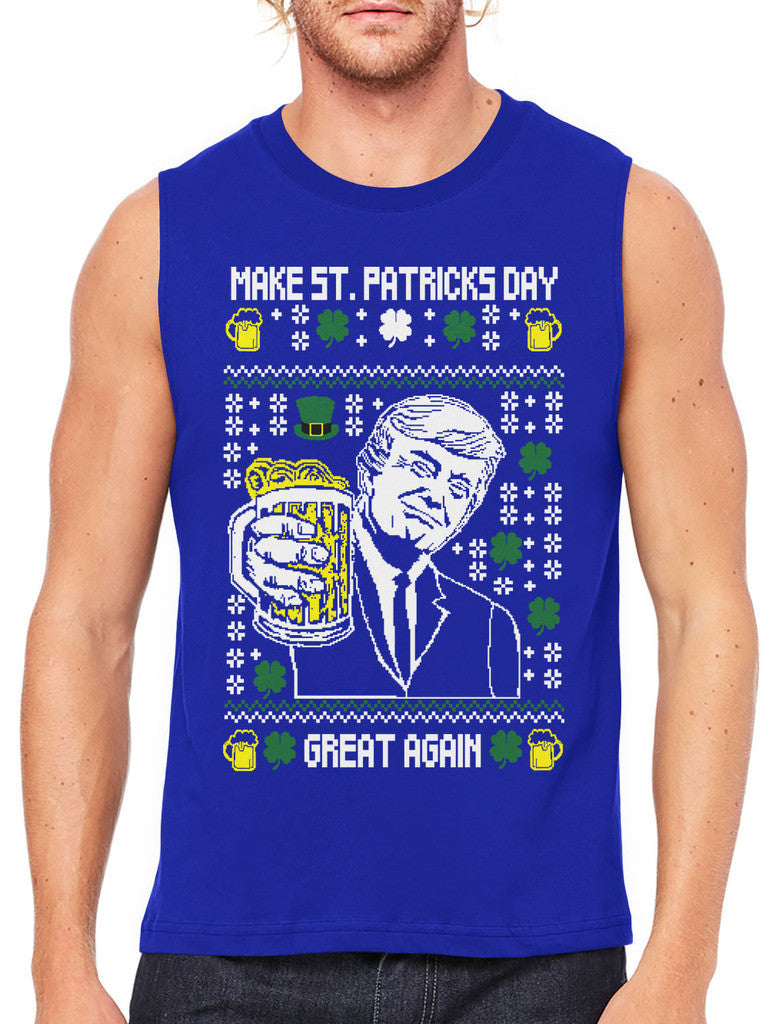 Digital Trump Make St Patricks Day Great Again Men's Sleeveless T-Shirt
