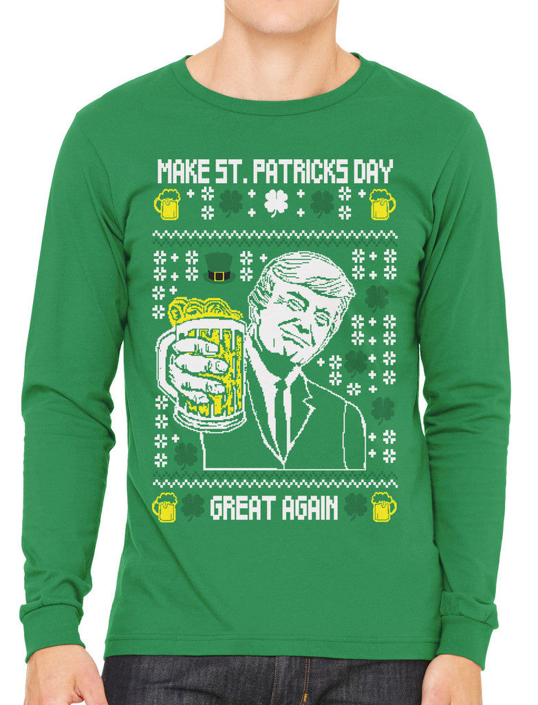 Digital Trump Make St Patricks Day Great Again Men's Long Sleeve T-shirt