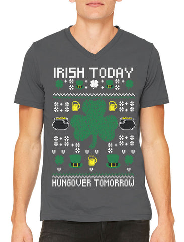 Big Faded Ireland Flag Men's V-neck T-shirt