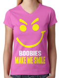 Boobies Make Me Smile Junior Ladies V-neck T-shirt