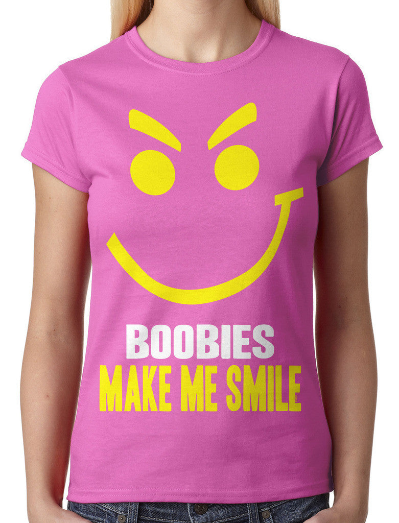 Boobies Make Me Smile Junior Ladies T-shirt