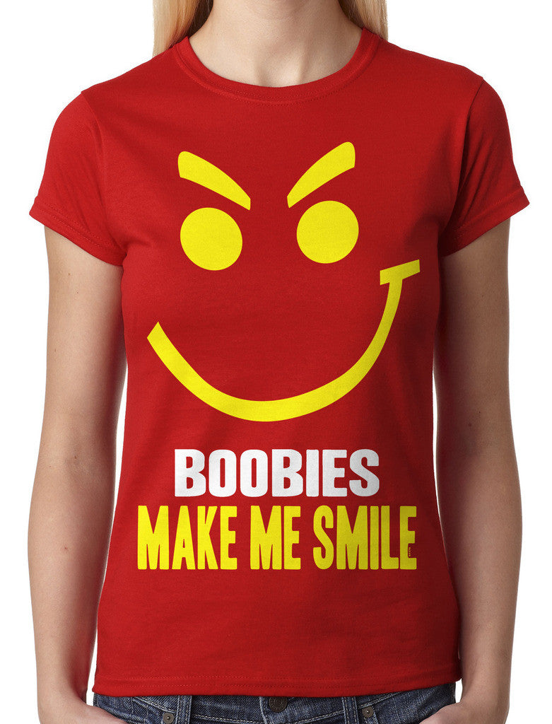 Boobies Make Me Smile Junior Ladies T-shirt