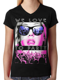 We Love To Party Junior Ladies V-neck T-shirt