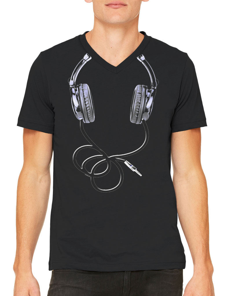 Over Size Headphones Men's V-neck T-shirt