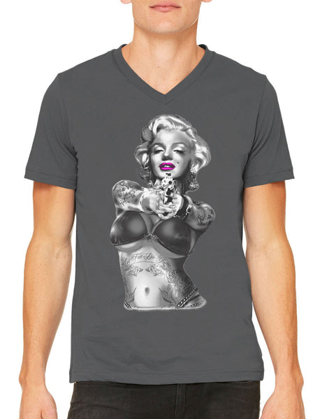 Gangster Marilyn Monroe Men's V-neck T-shirt