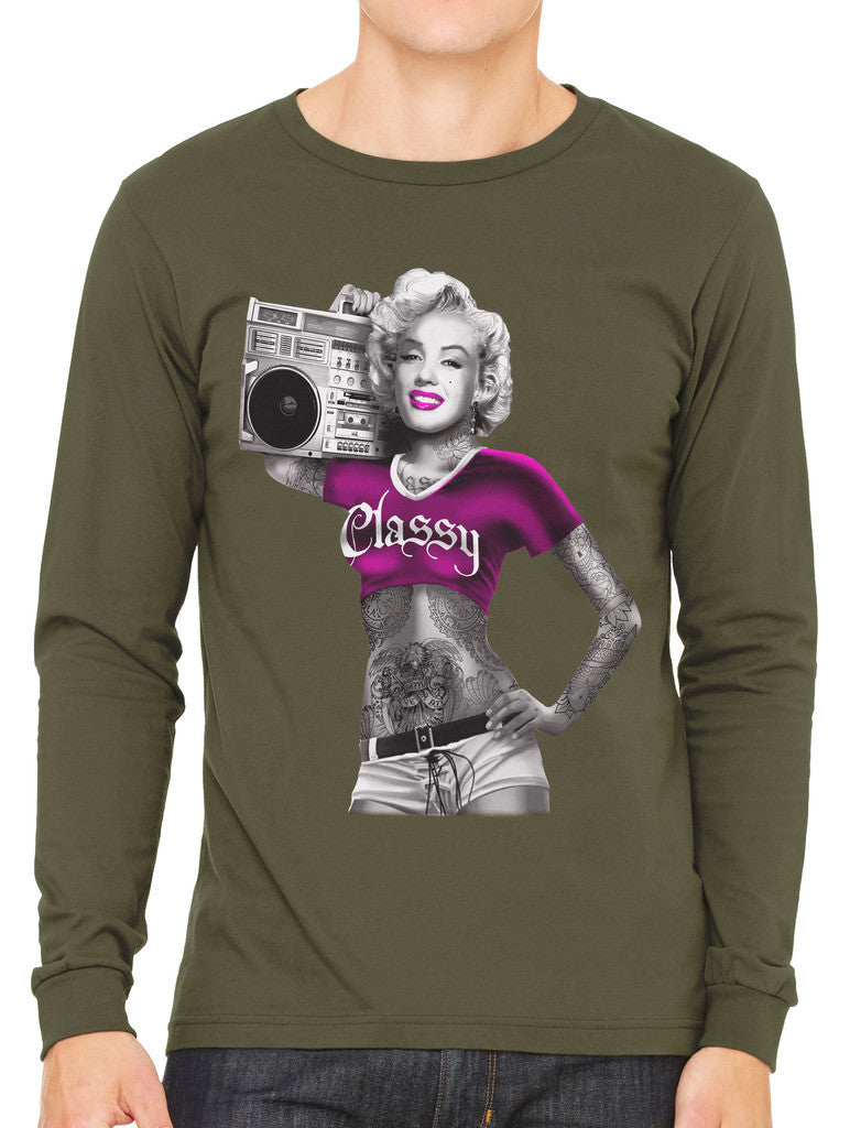 Classy Marilyn Monroe Boombox Men's Long Sleeve T-shirt