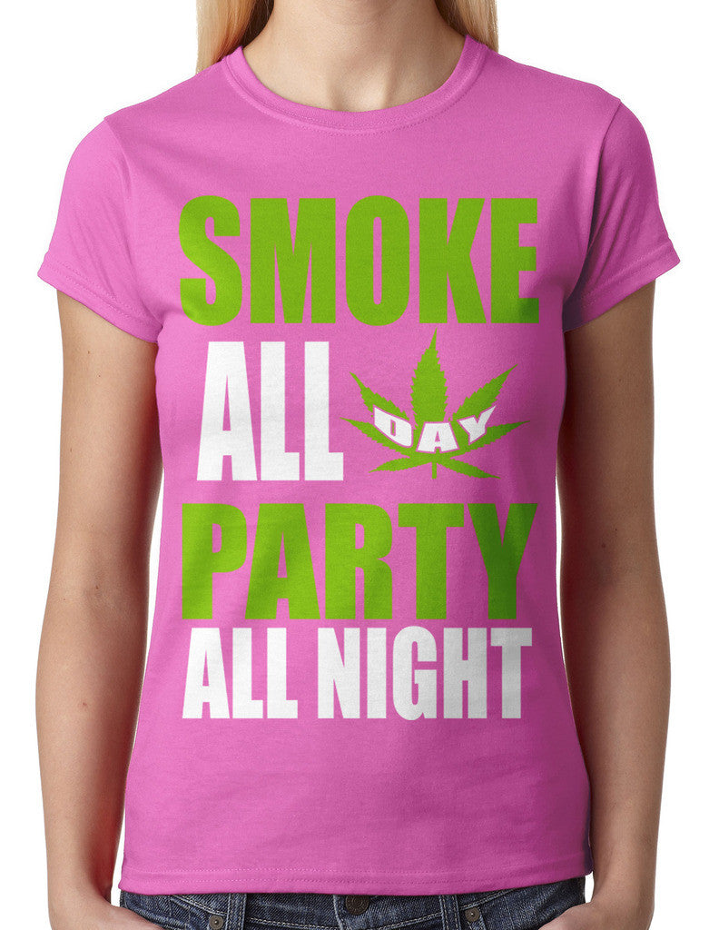 Smoke All Day Party All Night Junior Ladies T-shirt