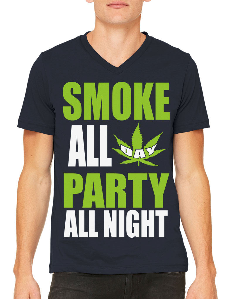 Smoke All Day Party All Night Men's V-neck T-shirt