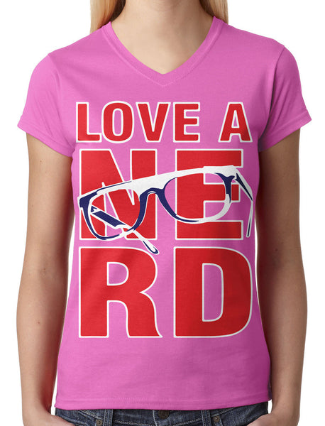 Love A Nerd Junior Ladies V-neck T-shirt